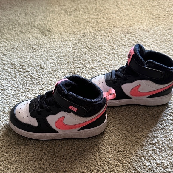Nike Kids Black and Pink High-Top Sneakers - Picture 2 of 3